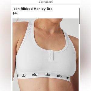 Alo Yoga Icon Ribbed Henley Bra Size Small